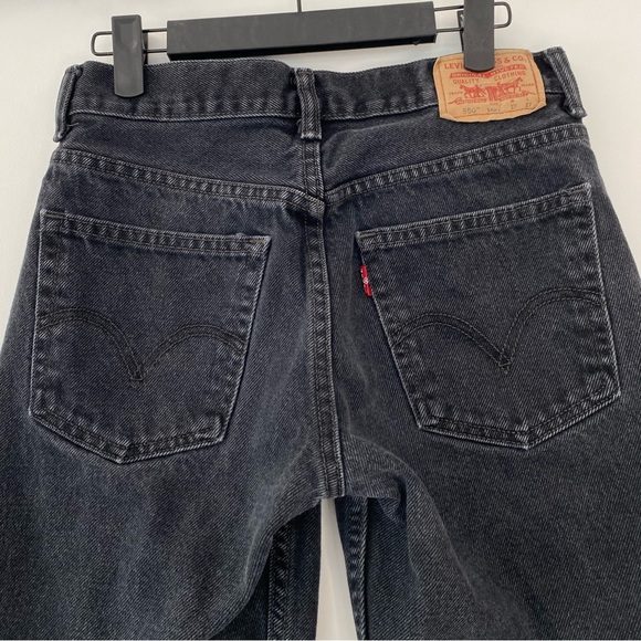 Levi's 550 Black Relaxed Fit Raw Hem Jeans Size 27 - Picture 11 of 16